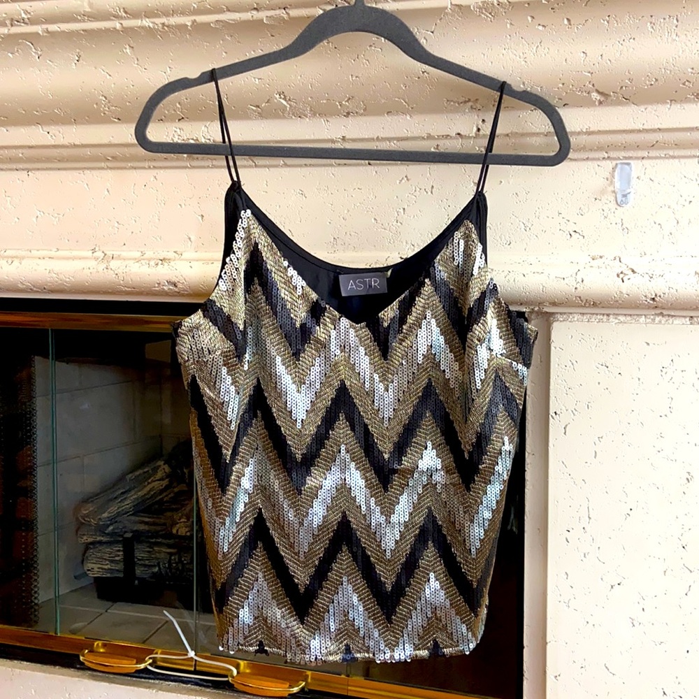 ✨ ASTR spaghetti strap black multicolored tank